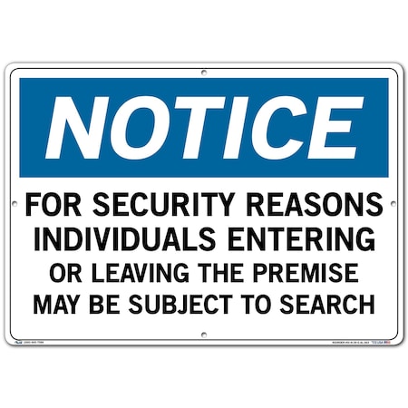 Vestil Aluminum Sign, 14-1/2" Height, 20-1/2" Width, Aluminum, Rectangle, English SI-N-39-E-AL-063